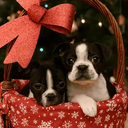 Boston Terrier Pup-Ready for Christmas! 🎄