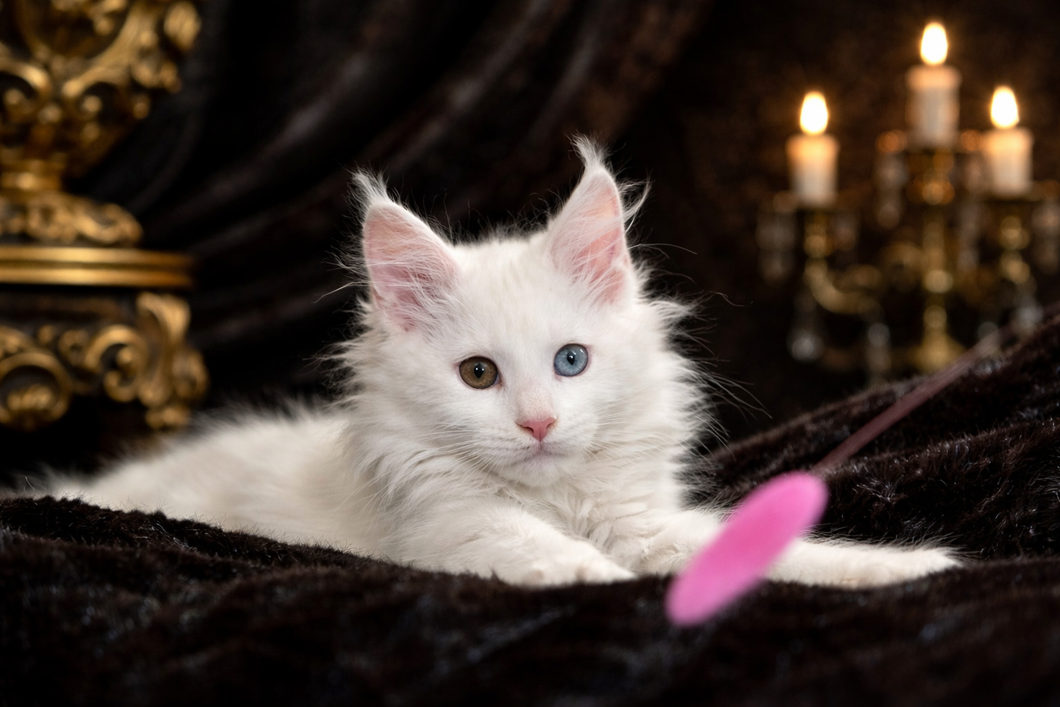 White Maine Coon Kitten Odd Eyes  European Type image 1