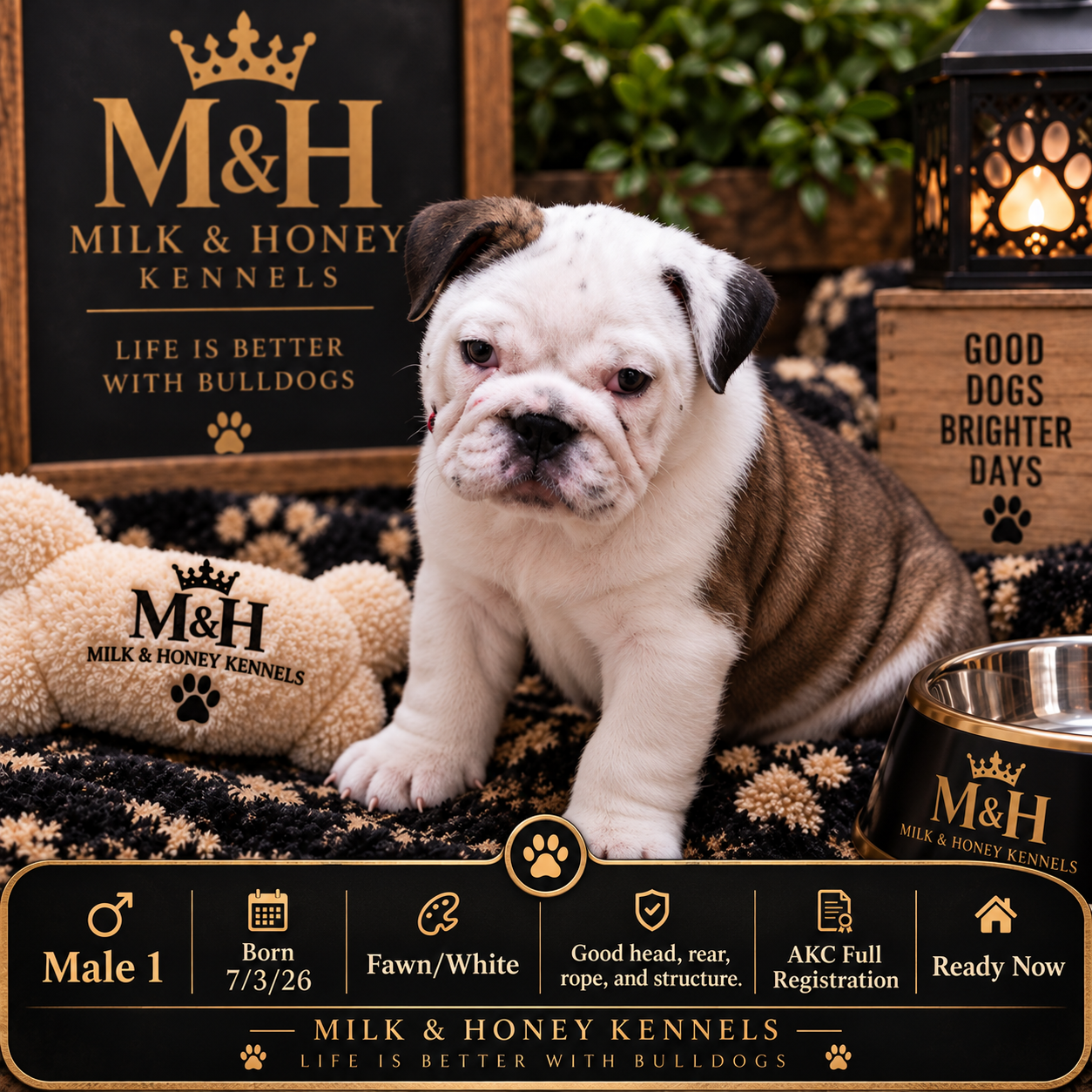 Fawn & White English Bulldog Male Puppy image 1